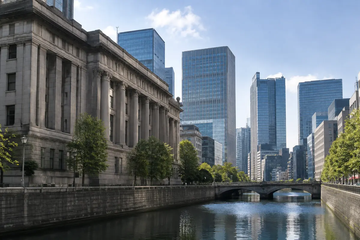 Banking district in central Tokyo