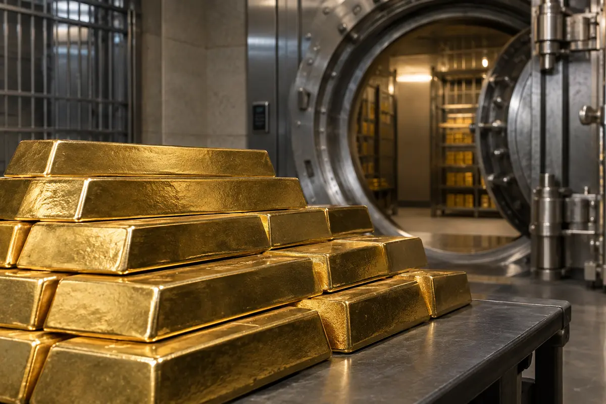 Gold bullion in a secure vault