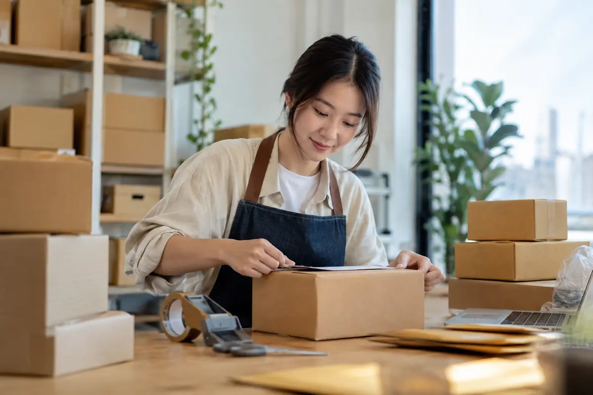 Parcels prepared for online shopping deliveries