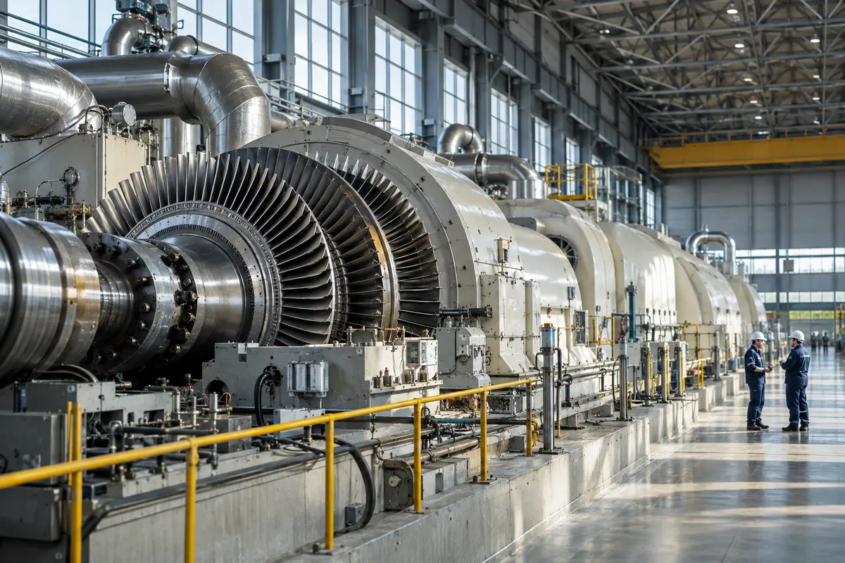 Steam turbine hall at a power plant