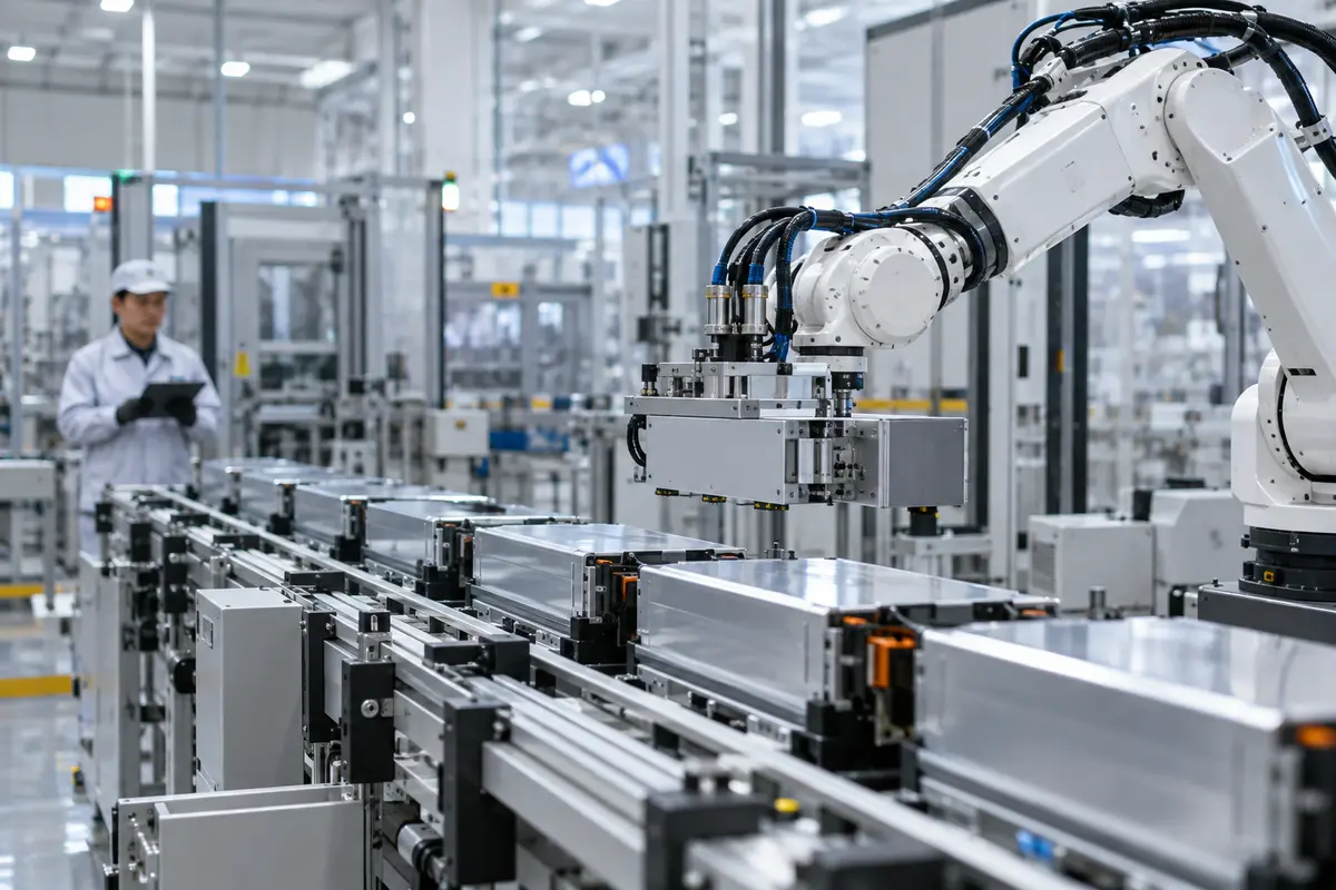 Automated battery handling on a production line