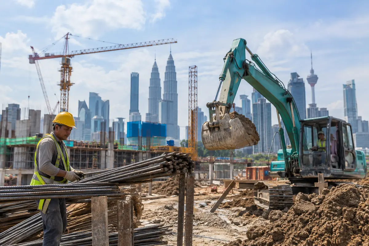 Construction machinery at a Malaysian building site
