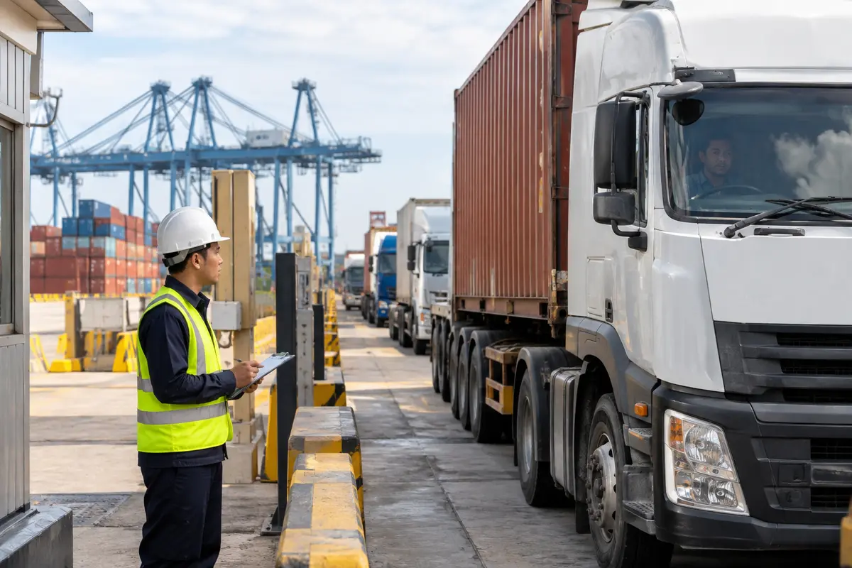 Freight inspection lane at a Malaysian port
