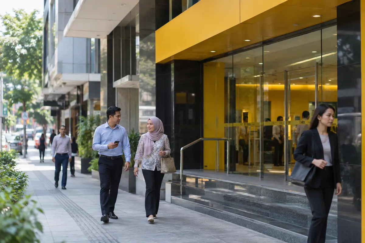 Bank branch on a Malaysian shopping street