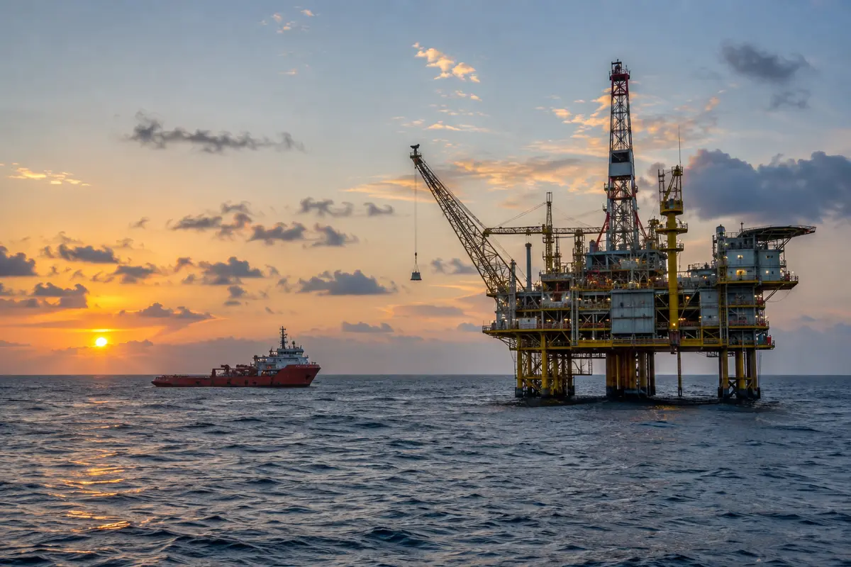 Offshore exploration platform in tropical waters