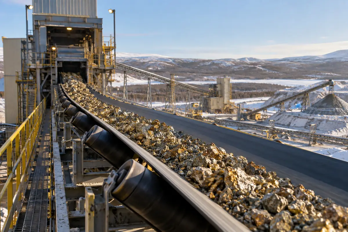 Gold mine ore processing conveyor