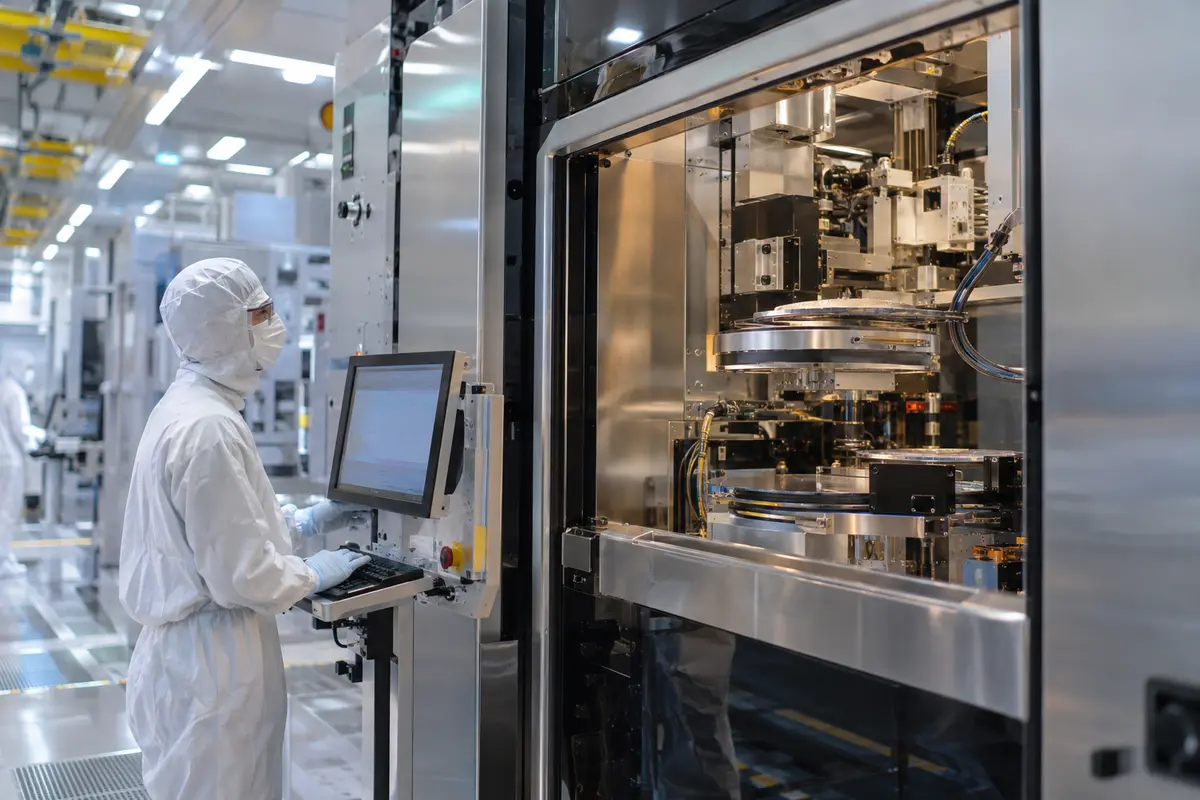 Semiconductor manufacturing equipment inside a cleanroom