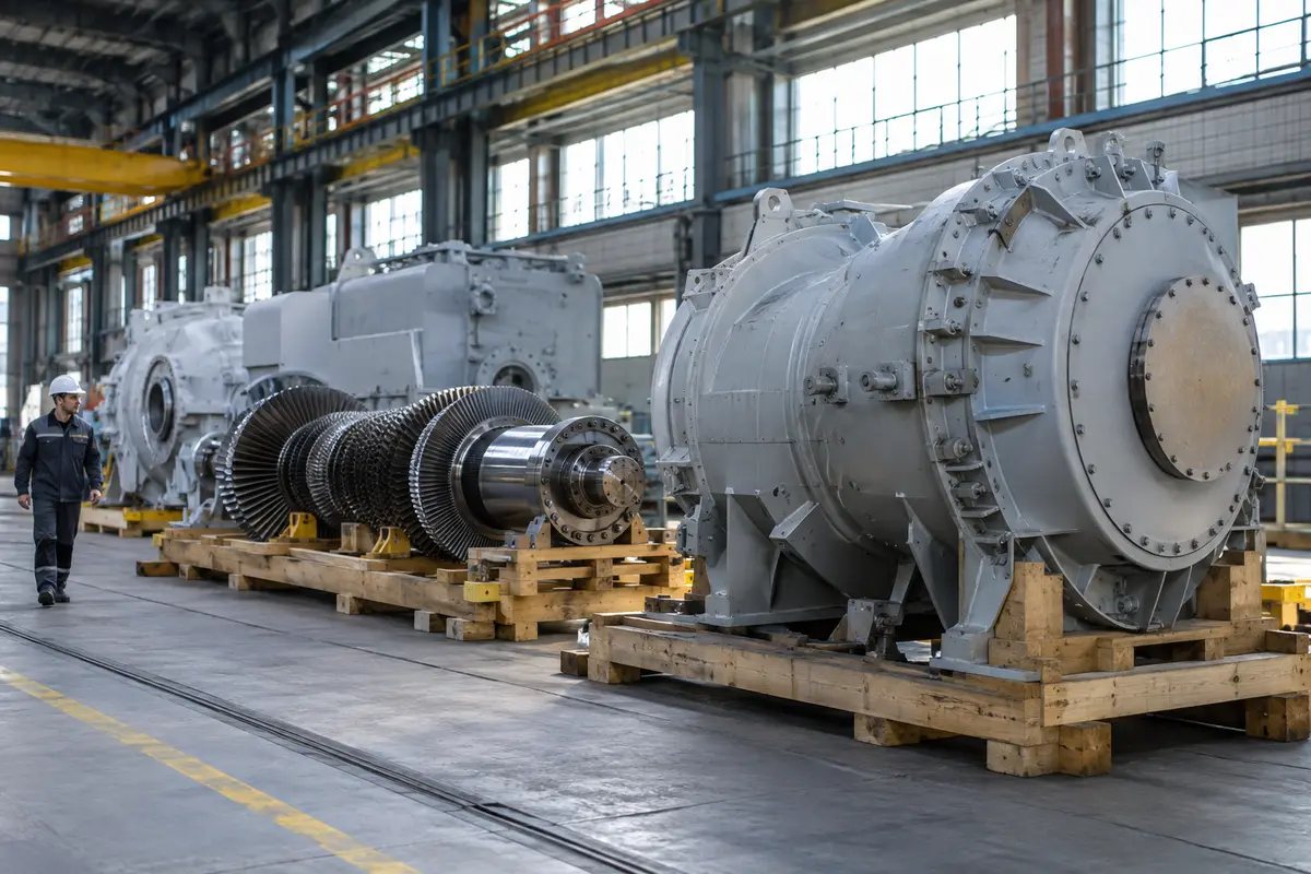 New industrial machinery awaiting factory installation