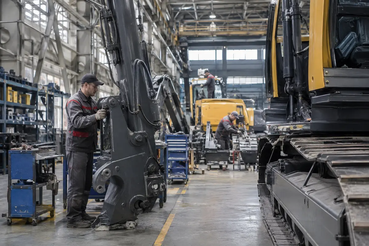 Heavy machinery inside an existing production hall