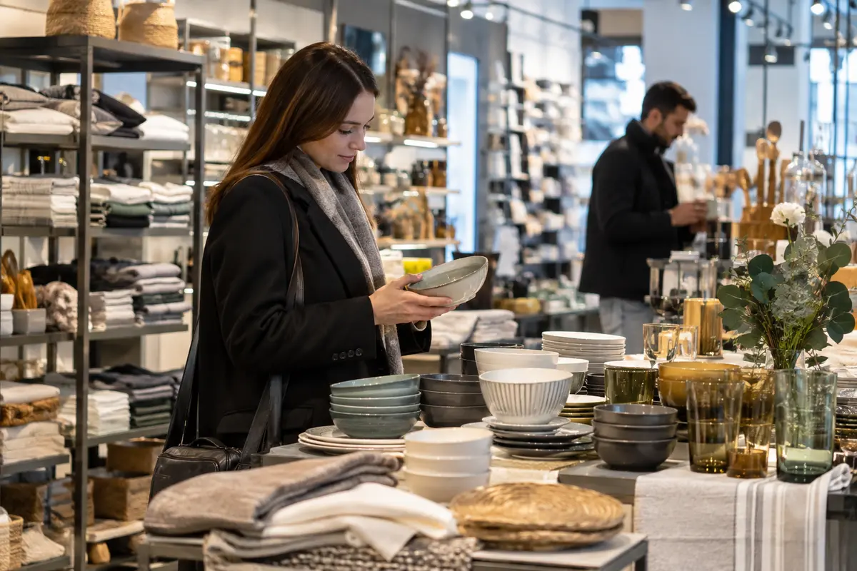 Household goods displayed in a retail store