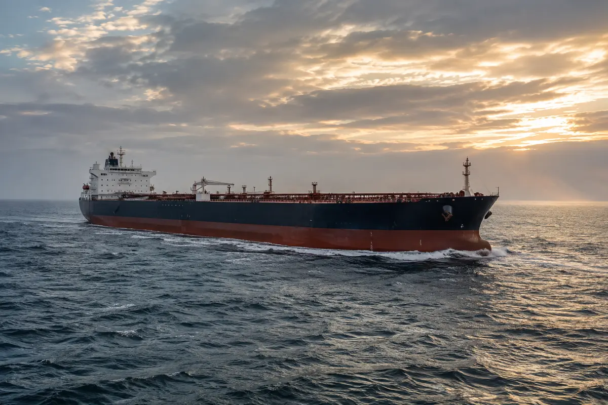 Ocean-going tanker sailing in open water