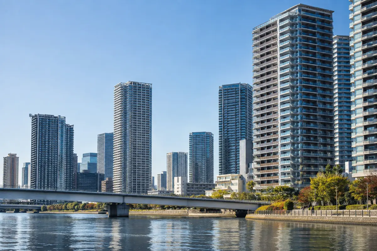 Modern condominium towers in metropolitan Tokyo